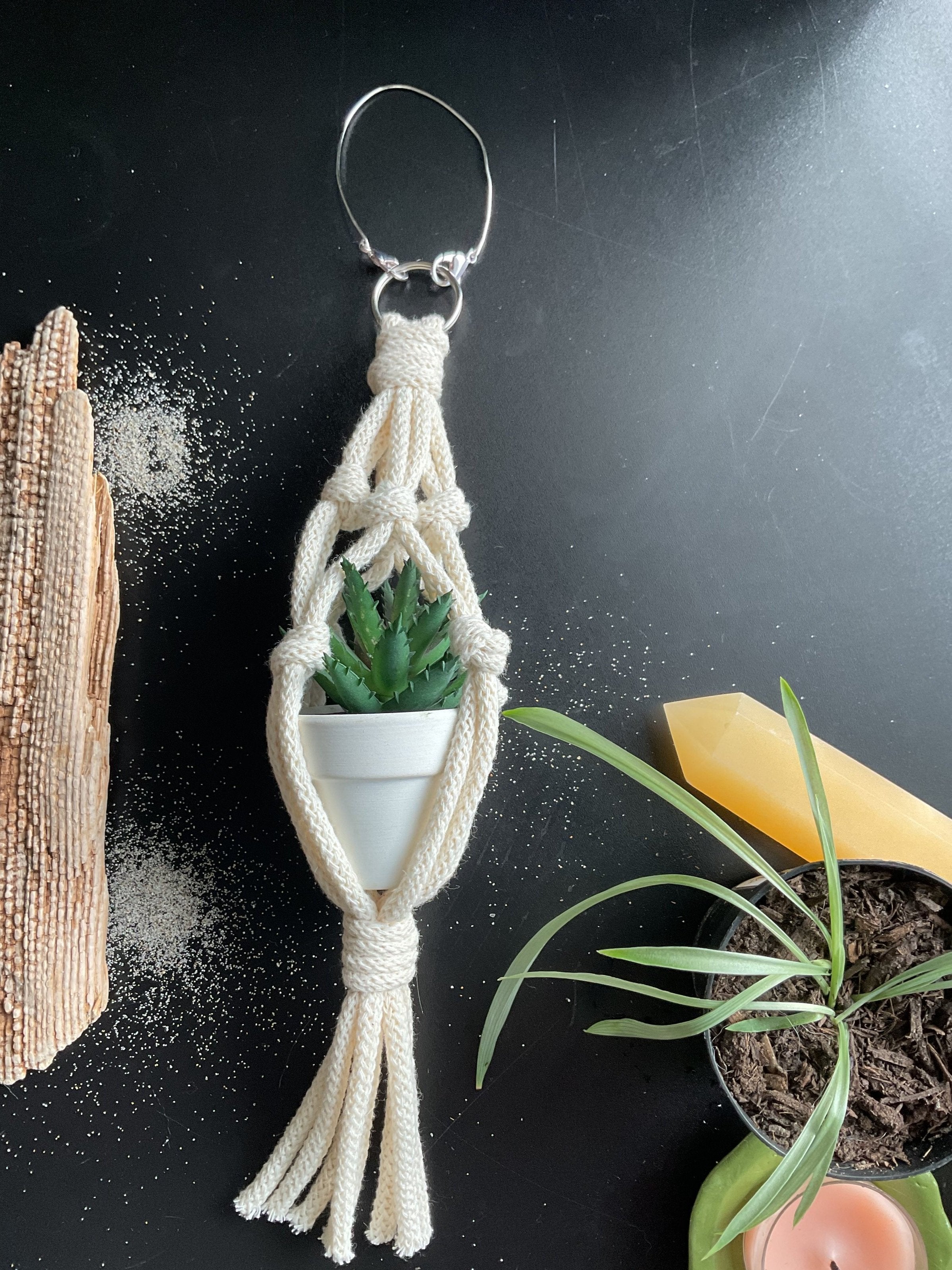 macrame plant hanger mini Mini Macrame Plant Hanger – Pacifico Waves